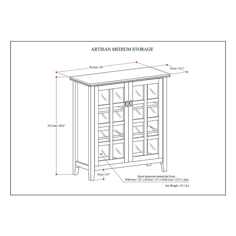 WYNDENHALL Stratford Solid Wood Transitional Medium Storage Cabinet - 38"w x 16.1"d x 40.6" h