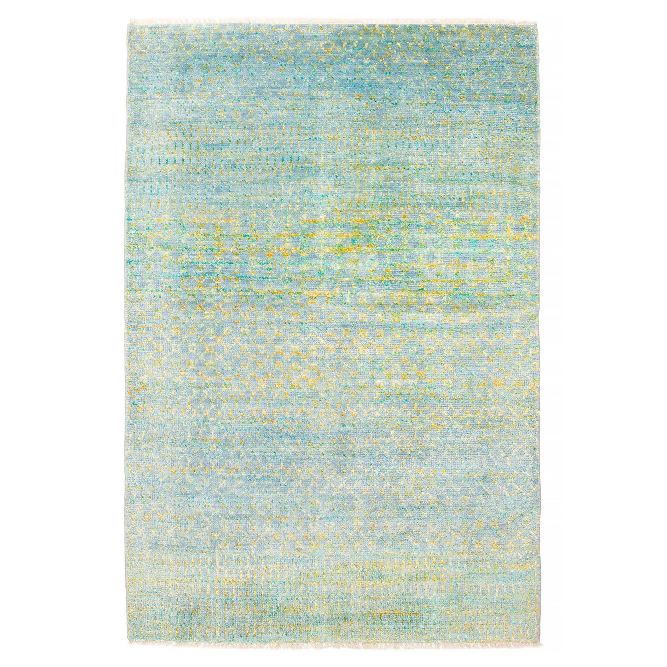 ECARPETGALLERY Hand-knotted Silk Shadow Grey Viscose, Wool Rug - 4'0 x 6'1
