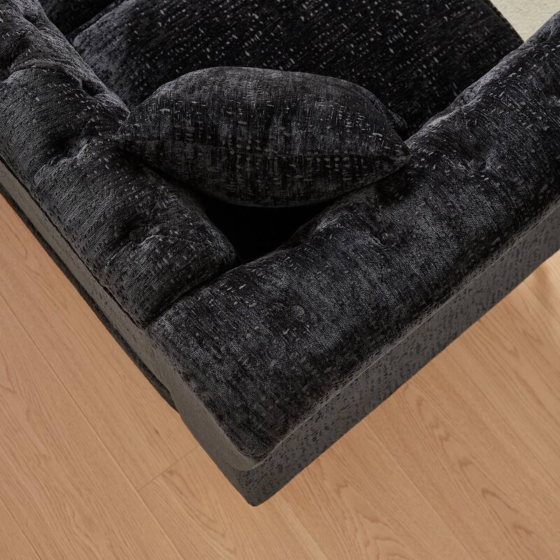 5-Seater Chenille Corner Sofa with Nailhead Trim, L-Shaped Couch for Living Rooms
