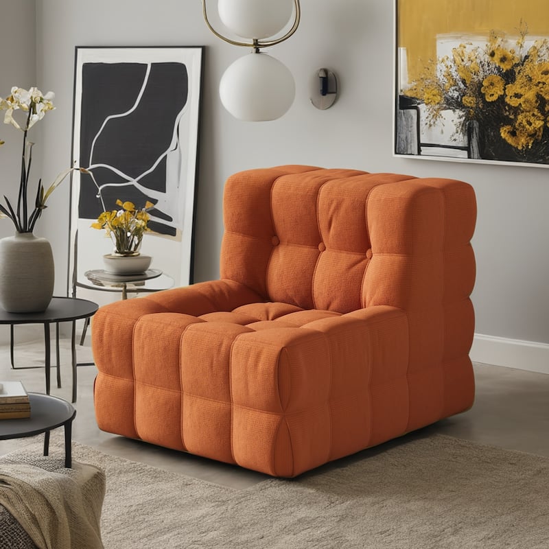JASIWAY Modern Corduroy Fabric Upholstered Sofa - 33.86" - Camel