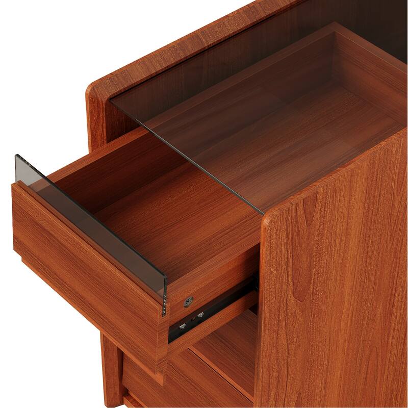 Modern Nightstand with 3 Drawers Storage for Bedroom