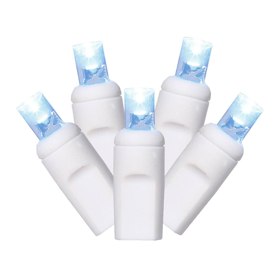 Vickerman 70 Teal Twinkle M5 LED Icicle Light on White Wire, 9