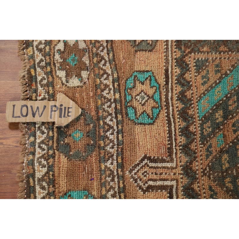 Geometric Shiraz Vintage Persian Area Rug Handmade Wool Carpet - 6'3" x 9'3"