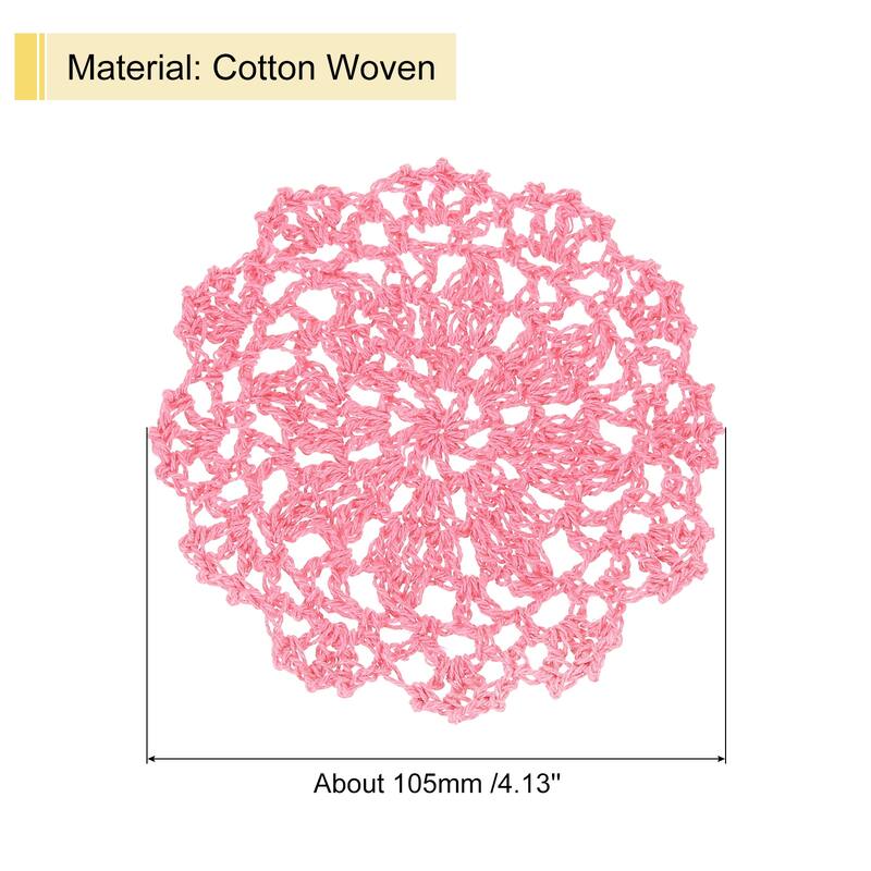 Fabric Coasters, 4pcs 4" - Cotton Woven Crochet Doilies with Floral - 105mm