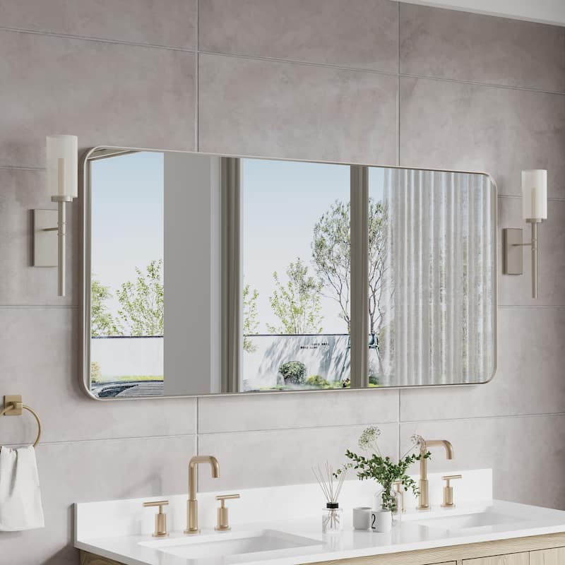 Modern Bathroom Rectangular Wall Mounted Anodized Aluminum Framed Vanity Mirror
