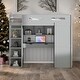 preview thumbnail 1 of 10, Grey Wooden Twin Size Loft Bed with Desk, Wardrobes and 4 Shelves Grey - Twin