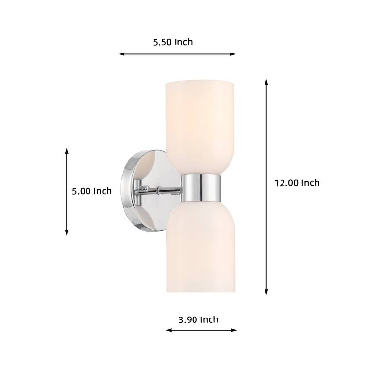 Shuman 2-light Mid-century Modern White Gold Wall Sconce with UL