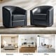 preview thumbnail 29 of 49, HULALA HOME Althea Modern Genuine Leather Swivel Barrel Chair with Solid Wood Base