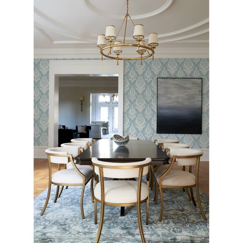 A-Street Prints Arlie Light Blue Botanical Damask Wallpaper