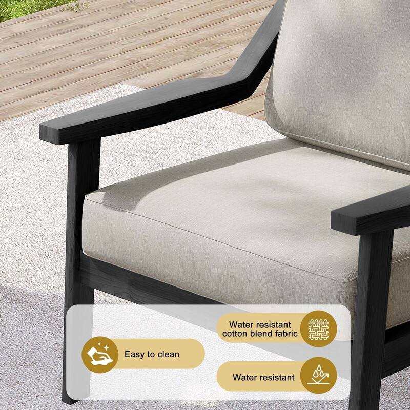 Outdoor Patio Club Chair Arm Lounge Cushion Chair (Set of 2)