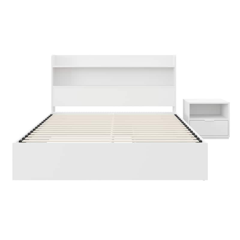 Hunter Platform Bed With Headboard And 1-Drawer Nightstand