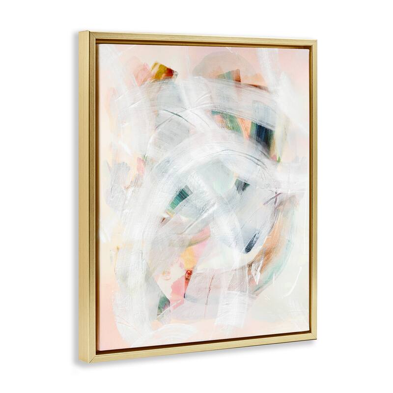 Stupell Soft Abstraction with Curved Lines Framed Floater Canvas Wall Art Design By Gemma Bardot