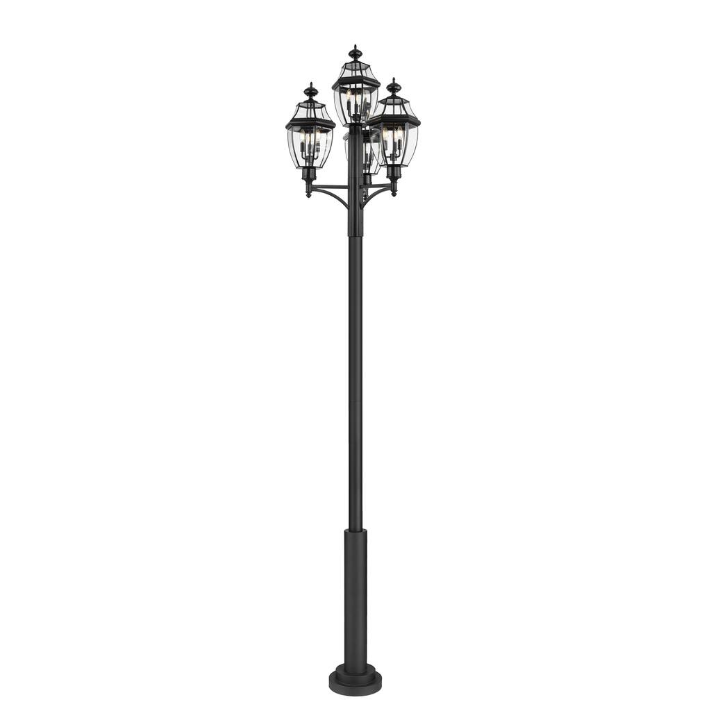 Westover 3 Light Outdoor Post Mount Fixture in Black