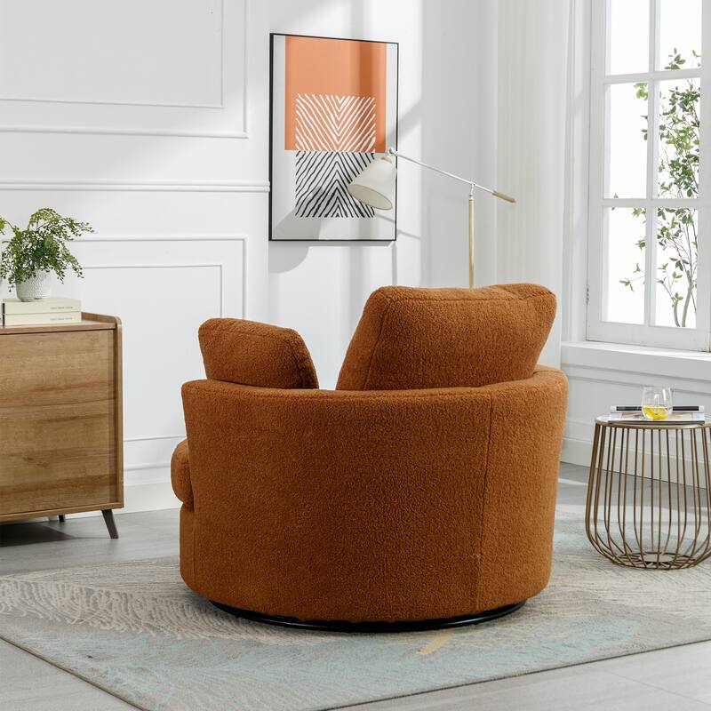 42.2"W Swivel Accent Barrel Chair with Half Crescent Moon Storage Bench