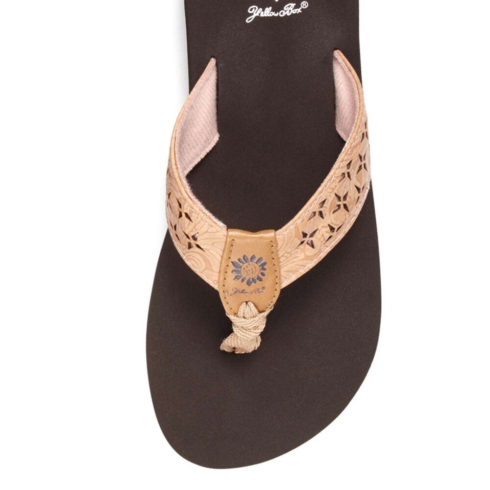 girls yellow box flip flops