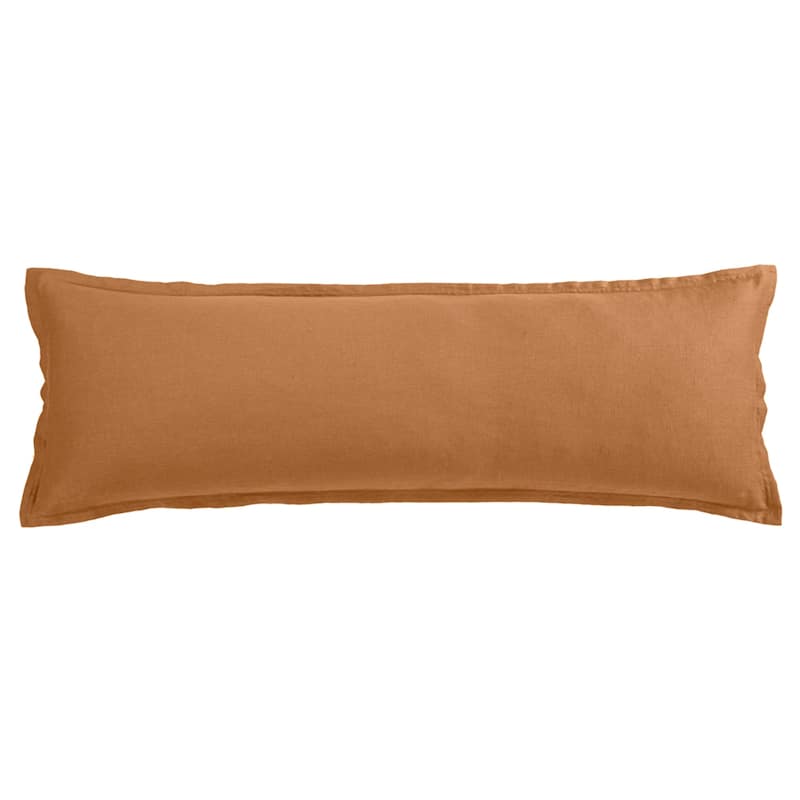 HiEnd Accents 100% French Flax Linen Long Lumbar Pillow, 14"x42"