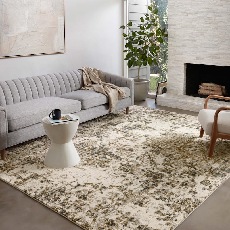 Alexander Home Bentley Rustic Modern Area Rug - 2'-7" x 10' Runner - Pewter / Olive - Runner/Rectangle