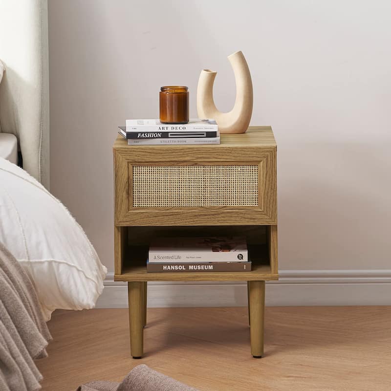 Mopio Haylee Night Stand, Side Table, End Table, Boho Farmhouse Modern Nightstand, Bedside Tables, Small Nightstand with Drawers