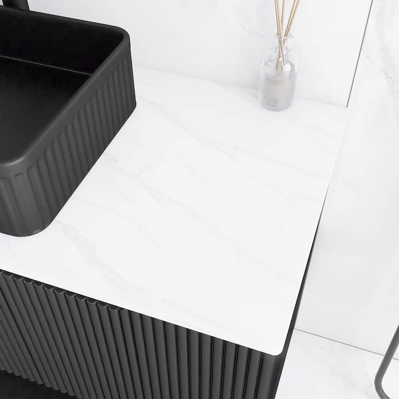 48" Freestanding Bathroom Vanity with Black Rectangular Ceramic Vessel Sink - 47.64'' x 19.69'' x 34.25''