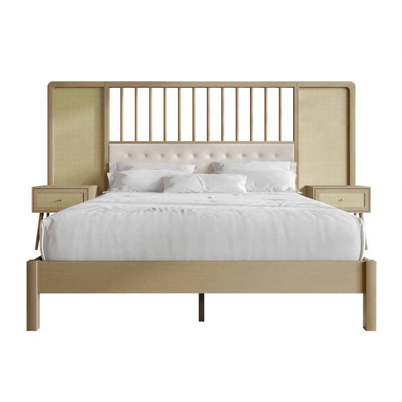 CraftPorch Sophisticated Wall Bed with 2 Nightstand - Antique Oak - Queen