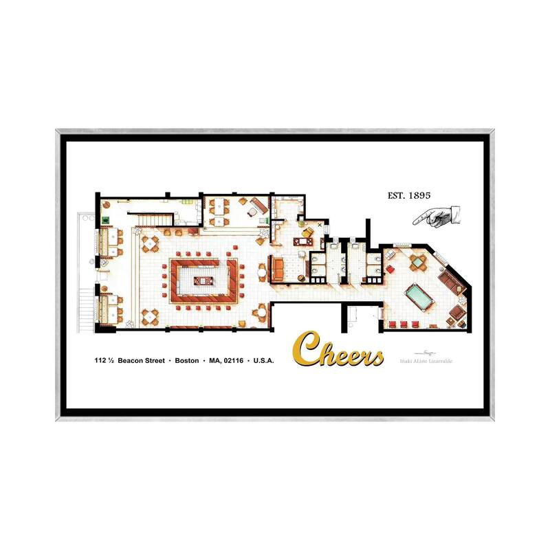 iCanvas "The Bar From Cheers" by TV Floorplans & More Framed