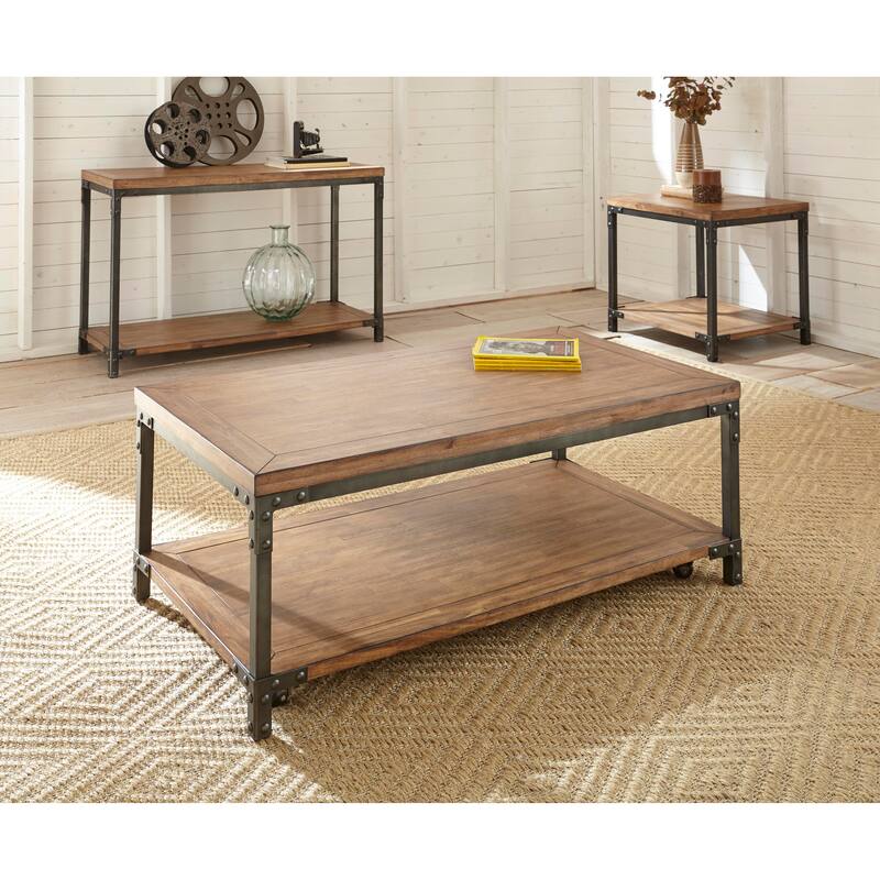 Steve Silver Leyburn Industrial Wood and Metal Console Table