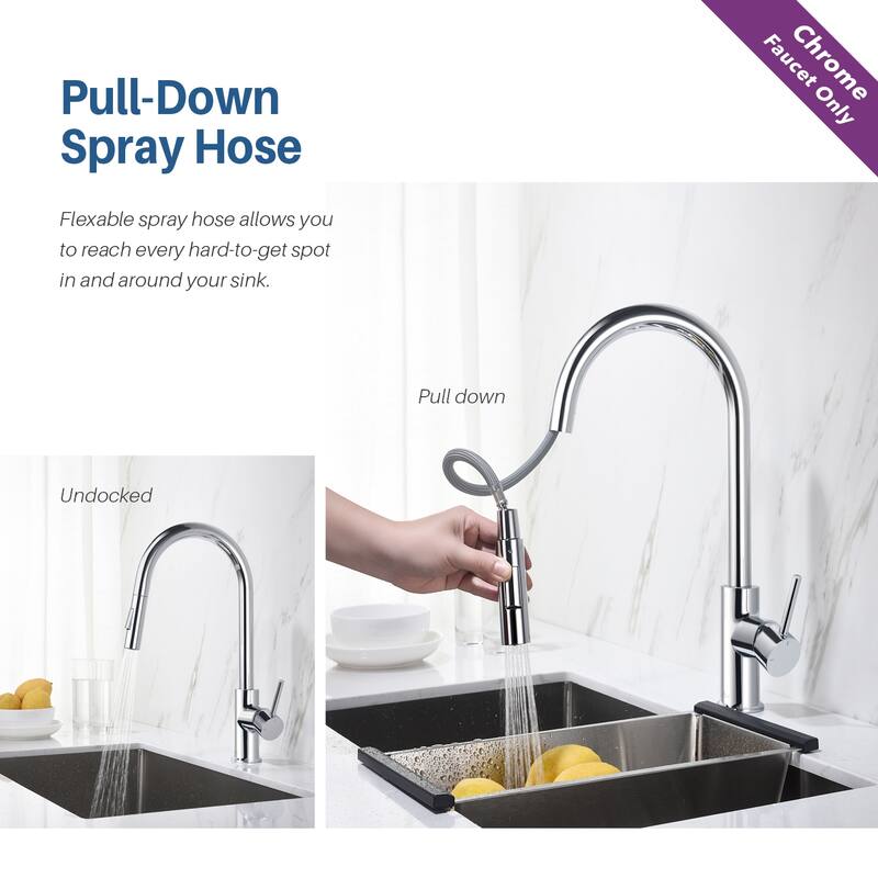 Blossom Solid Pull-Down Kitchen Faucet w/ 360 Swivel, Single Handle