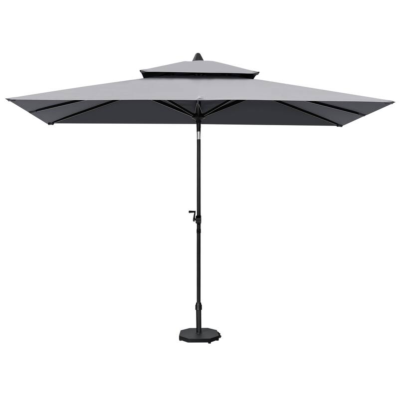 10 x 6.5 FT Double Top Patio Market Umbrella with Weighted Base with Wheels