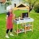 preview thumbnail 1 of 4, GIMMYFIVE Mud Kitchen,Wood Outdoor Play Kitchen Set for Toddlers Kitchens - Kids
