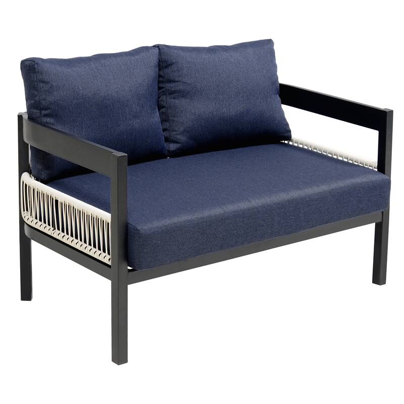 Multi-person Outdoor Iron Sofa Set with A table, Rattan Decoration, Waterproof, Rust-proof, Suitable for Garden