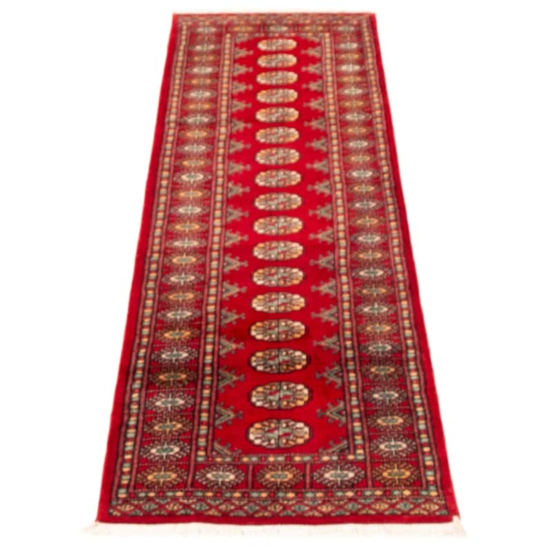 ECARPETGALLERY Hand-knotted Peshawar Bokhara Red Wool Rug - 2'6 x 6'6