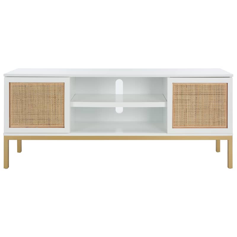 SAFAVIEH Zadie 1 Shelf Rattan Media Stand - 54" W x 15" D x 22" H