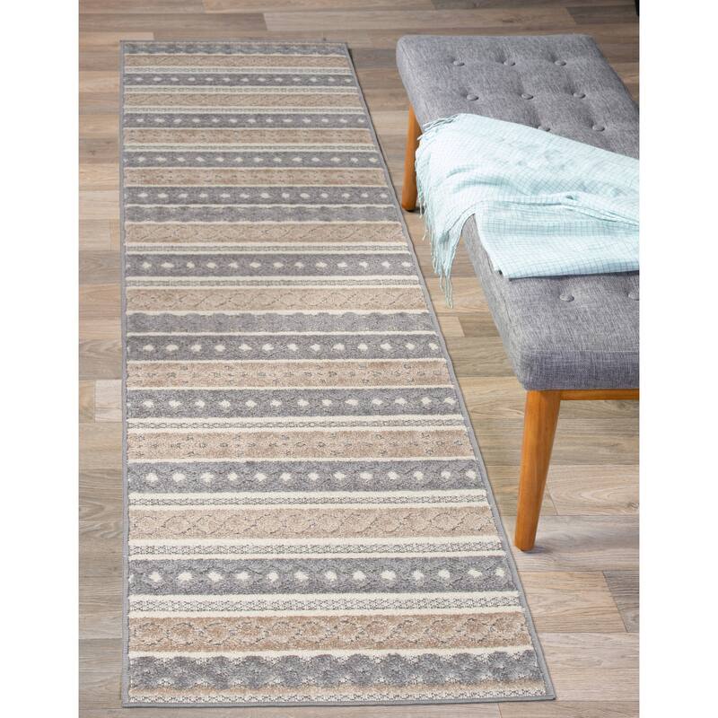 World Rug Gallery Contemporary Geometric Stripe Indoor/Outdoor Area Rug