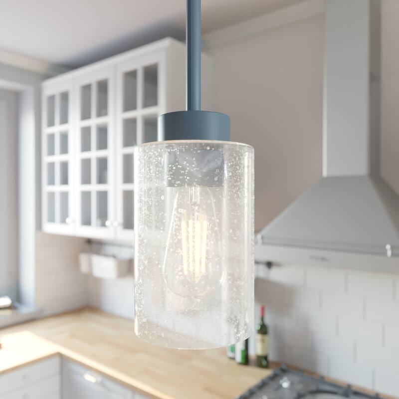 Hunter Hartland 1-Light Mini Pendant - Kitchen Island, Dining Room, Bedroom - Farmhouse, Industrial - Indigo Blue