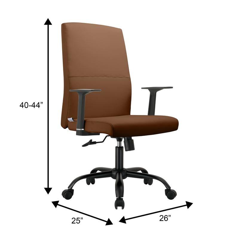 Evander Ergonomic Leather Upholster Office Chair with Aluminum Frame, Foam Cushion, Fixed Armrests, 360° Swivel & Quick Assembly