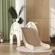 preview thumbnail 6 of 6, 3 in 1 Toddler Slide for Years 1-3, Kids Slide with Climber, Basketball Hoop, Elephant-Shaped Indoor Slide, Cream White