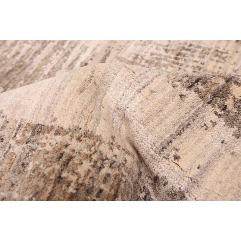 ECARPETGALLERY Hand Loomed Elysian Beige, Taupe Wool Rug - 8'0 x 9'11