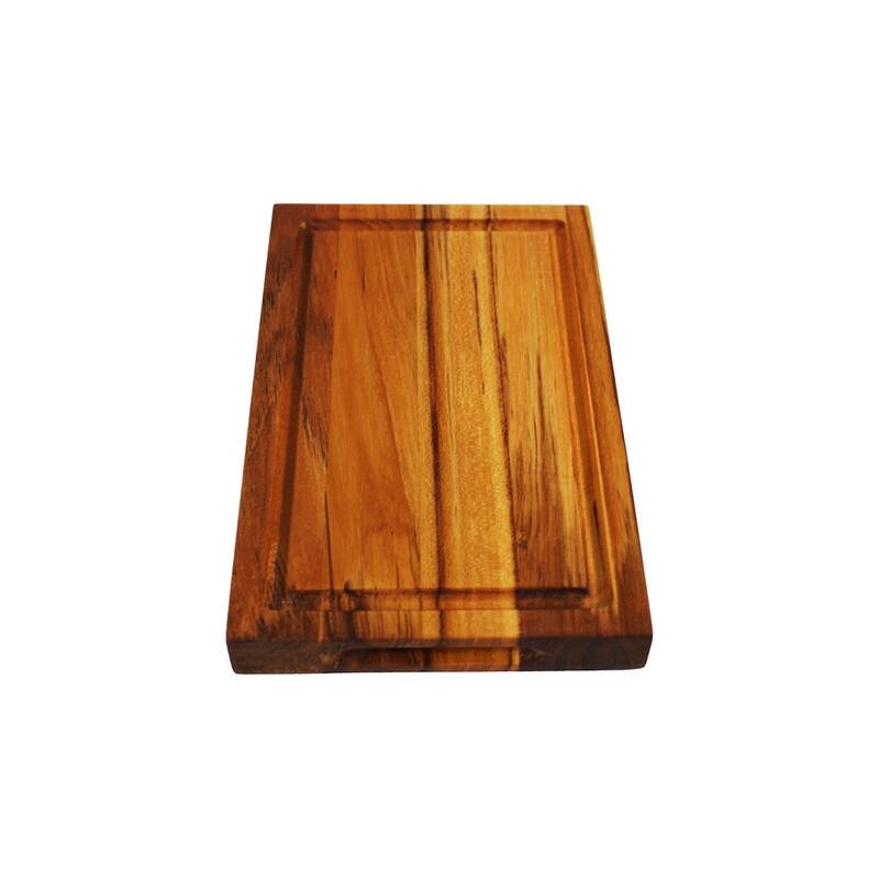 EcoDecors 10" x 6" Teak Cutting Board with Handle, 100% FSC Certified Edge Grain Wood, Snacks & Charcuterie Board