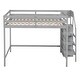 preview thumbnail 6 of 6, Gray Full Size Solid Pine Loft Bed with Storage Wardrobe and Staircase, Full-Length Guardrail
