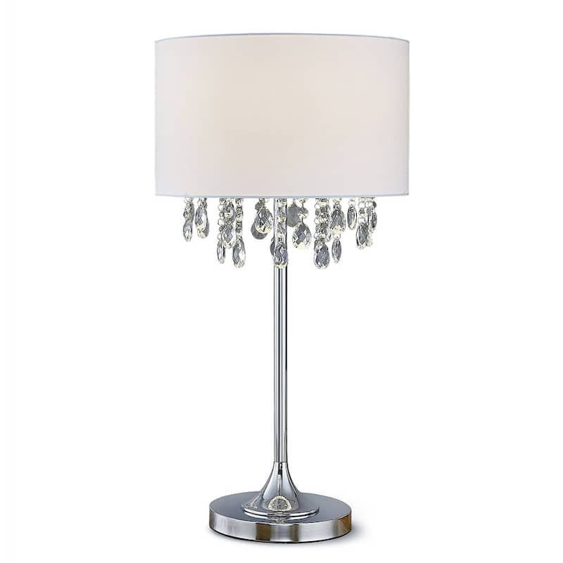 FLORENCE 27"H Crystal Pendants Table Lamp - White Shade
