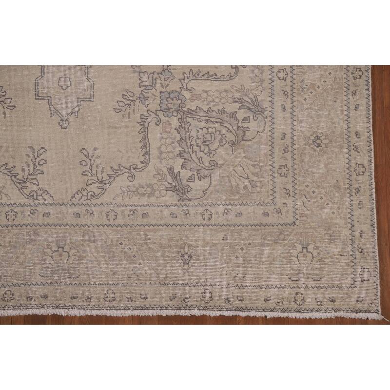 Antique Distressed Tabriz Persian Area Rug Hand-knotted Wool Carpet - 6'7" x 9'8"