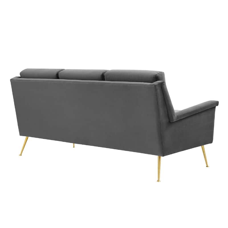 Modway Chesapeake Performance Velvet Sofa in Gold Gray