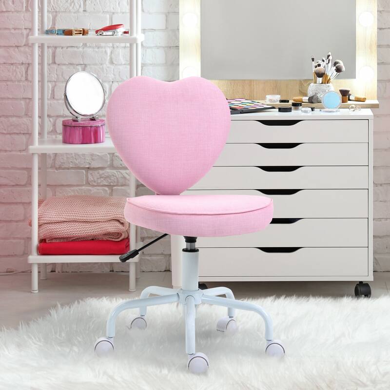 Heart Love Shaped Back Design Office Chair with Adjustable Height and 360 Swivel Castor Wheels