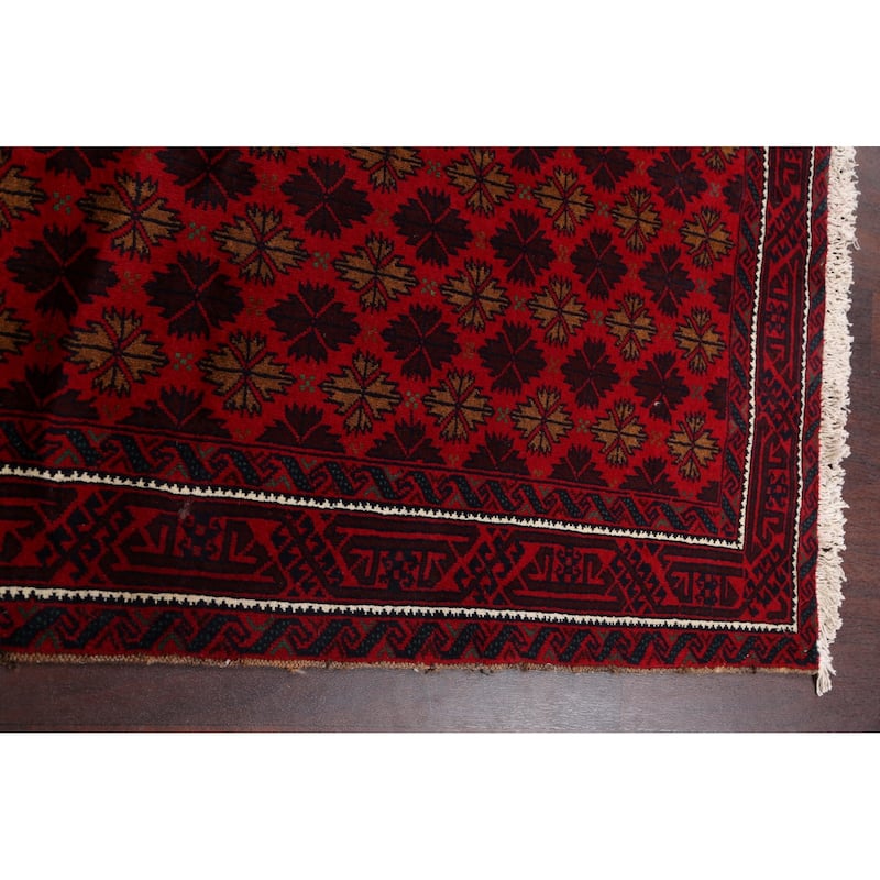 Traditional Geometric Balouch Persian Area Rug Handmade Wool Carpet - 3'8" x 7'0"