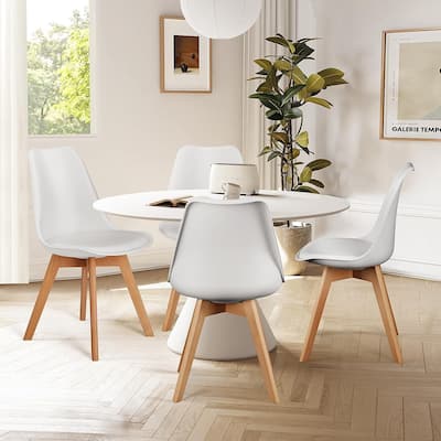 Dining Chairs Set of 4, Mid-Century Modern Dining Room Side Seating, Kitchen Chairs with Wood Legs for Living Room