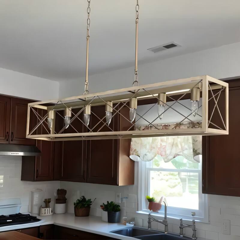 7-Light 48In Linear Modern Farmhouse Kitchen Chandelier - 48''