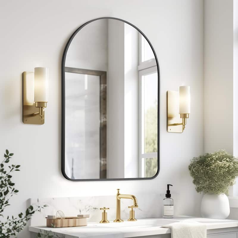 Modern Arch Bathroom Wall-mounted Mirror Vanity Mirror - 36x24-round angle - Black