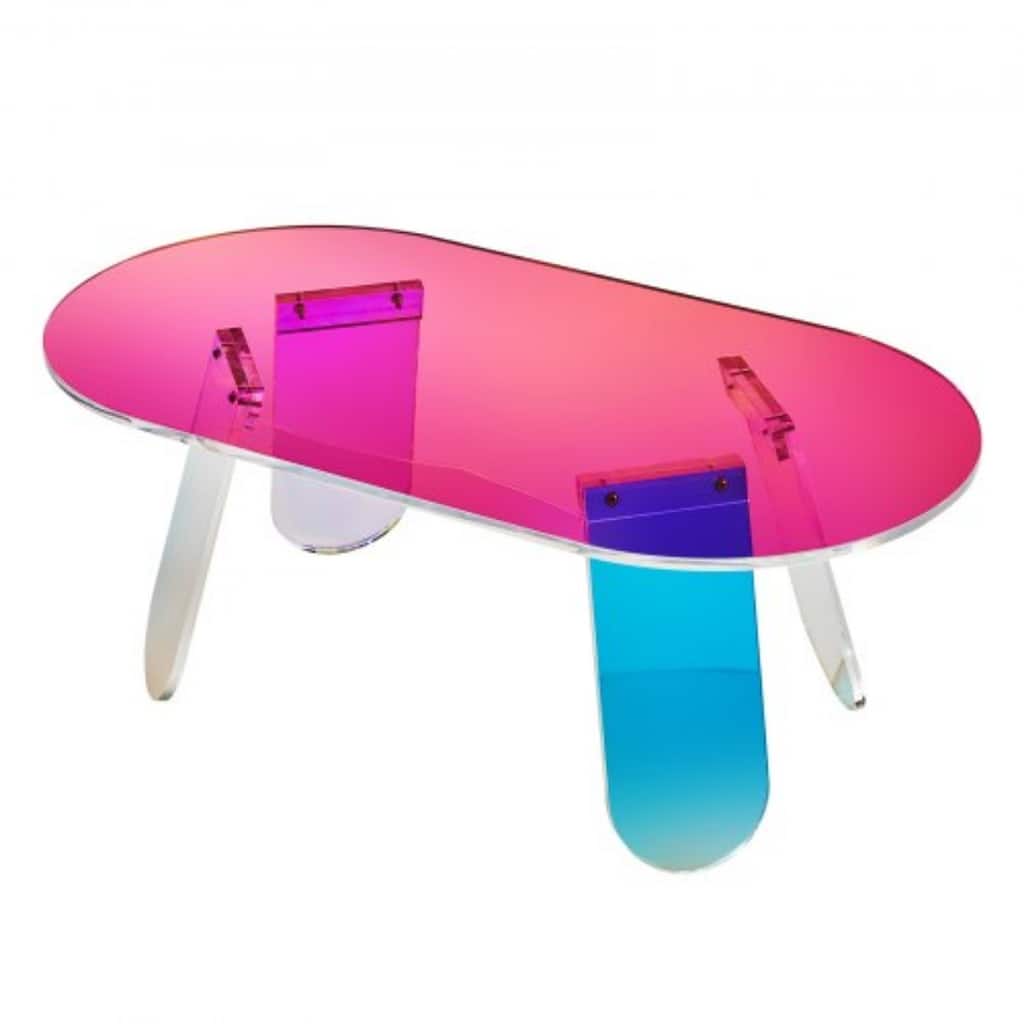 Iridescent Colorful Acrylic Coffee Side End Table Suitable for Any Indoor-Outdoor Space - 37.4x19.7x13.8 in