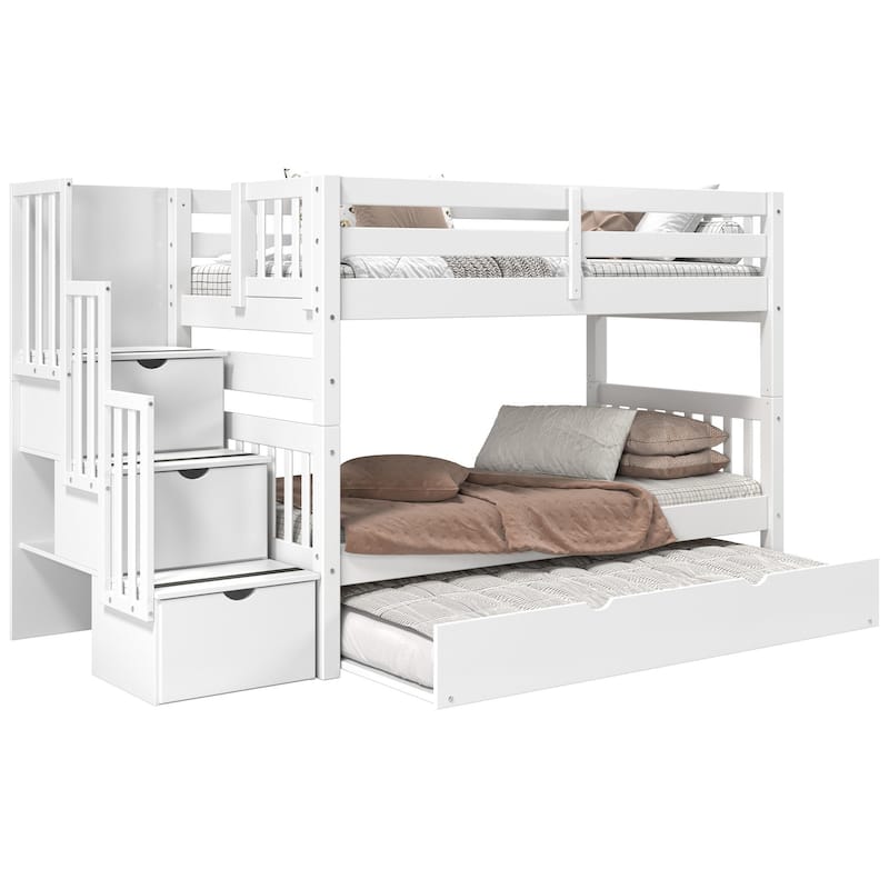 Taylor & Olive Trillium Twin over Twin Stairway Bunk Bed, Twin Trundle