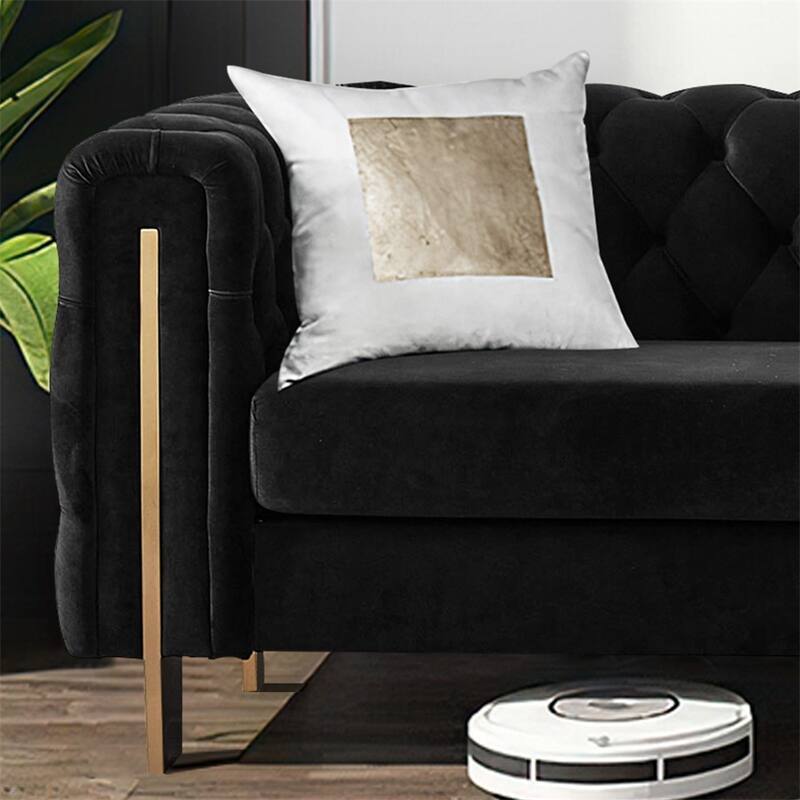 Modern Elegant Velvet Sofa With Buttons Upholstery And Metal Legs